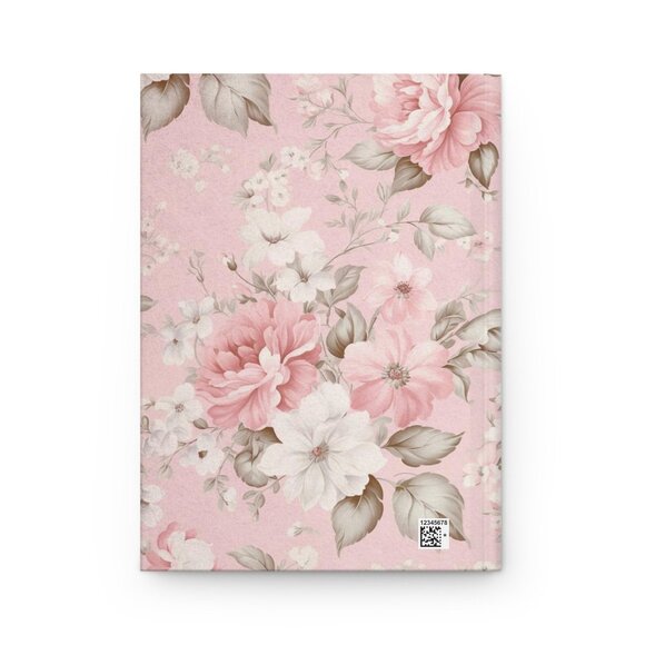 Vintage Pink Floral Flower Journal Hardcover Notebook, 5.75"x8" - Picture 2 of 4